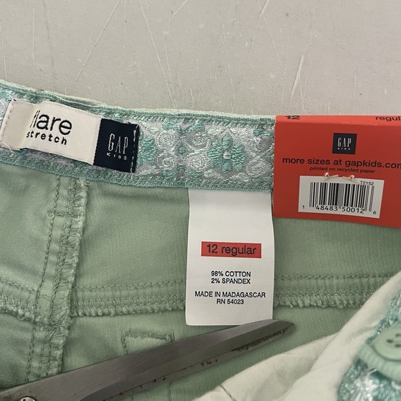 Gap Kids Stretch Flare Corduroy Glitter Pants Girls 12R Mint Y2K Adj.‎ Waist NWT - Picture 6 of 13